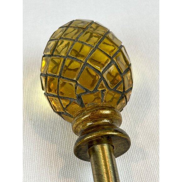 Pineapple Drapery Holdbacks Set Of 2 Amber Mosaic Glass & Brass Curtain - Picture 5 of 8